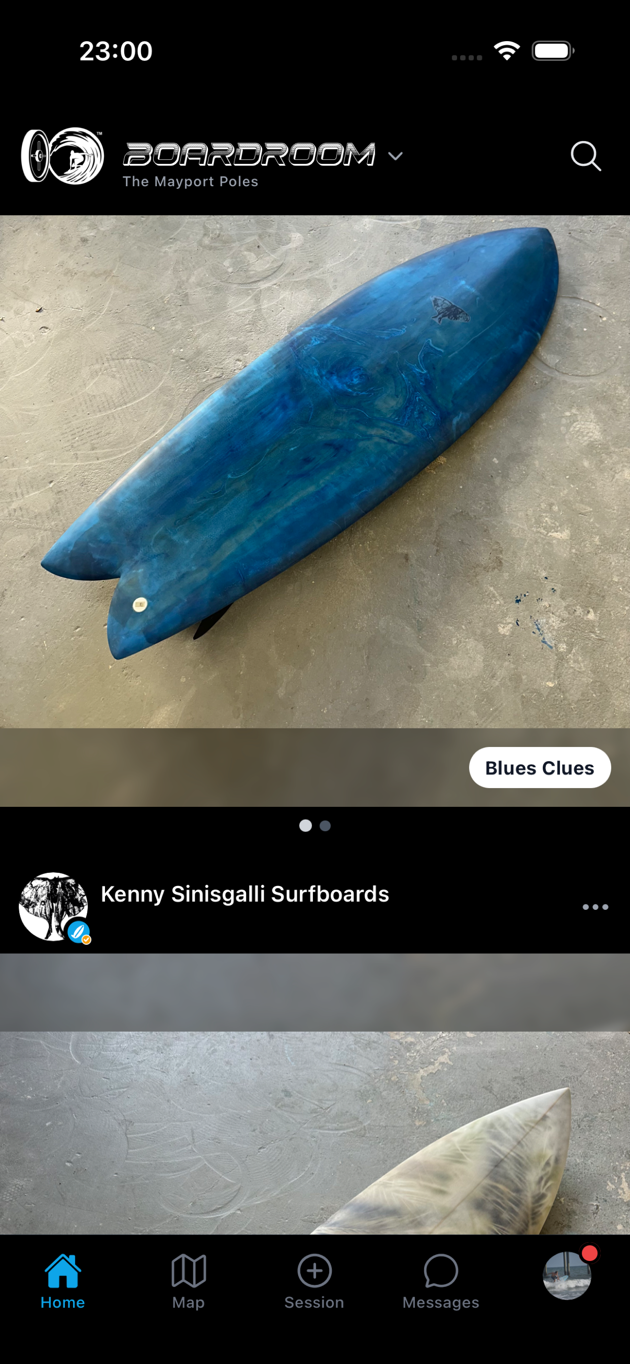 Boardroom de SurfVault — explora tablas de shapers